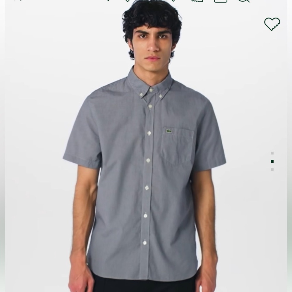 EUC Lacoste Men's Light Blue Plaid Button Down Short Sleeve Shirt